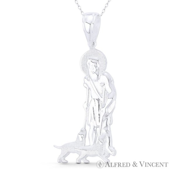 St. Lazarus, Patron Saint of the Poor & the Sick Pendant in .925 Sterling Silver - Picture 1 of 1
